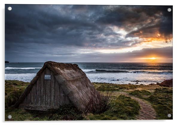  Freshwater West Seaweed Drying Hut Acrylic by Meurig Pembrokeshire