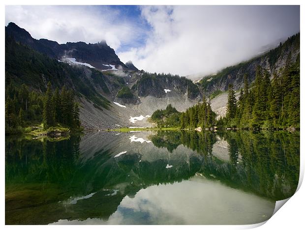 Snow LAke Reflected Print by Mike Dawson