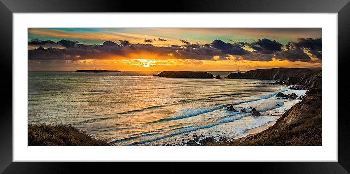 Marloes Sands, Pembrokeshire Sunset  Framed Mounted Print by Meurig Pembrokeshire