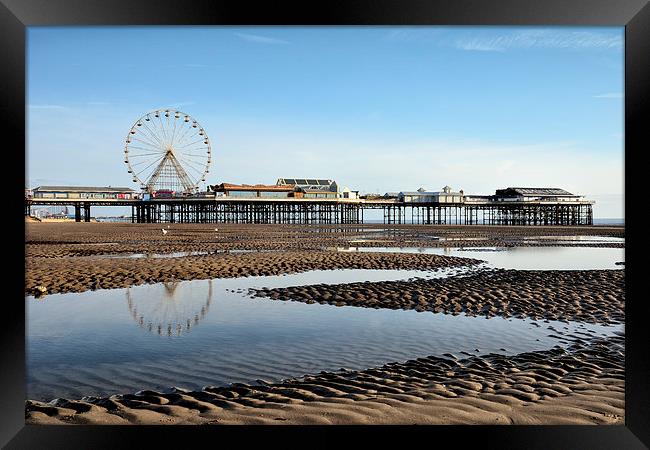 Central Pier Blackpool Beach Framed Print by Gary Kenyon