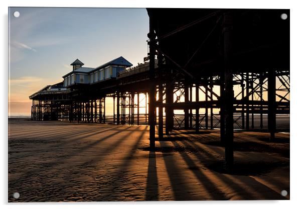 Long Shadows Under The Pier Acrylic by Gary Kenyon