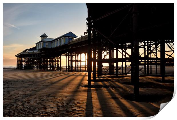 Long Shadows Under The Pier Print by Gary Kenyon