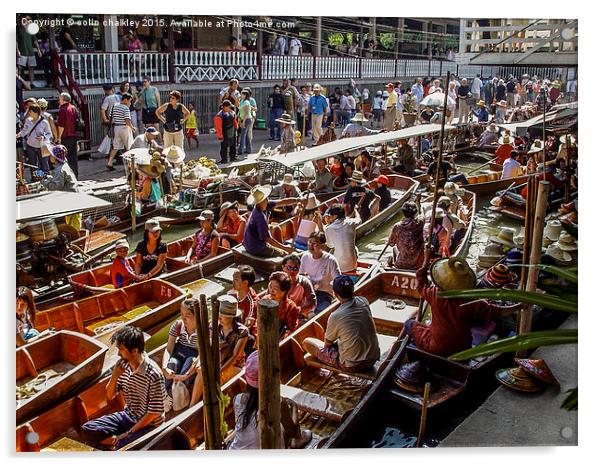  Crowded Floating Market in Thailand Acrylic by colin chalkley