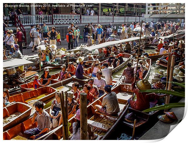  Crowded Floating Market in Thailand Print by colin chalkley
