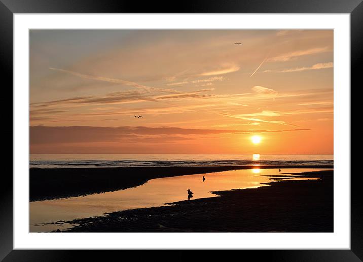 Last Light on Blackpool Beach After A Lovely Sunse Framed Mounted Print by Gary Kenyon