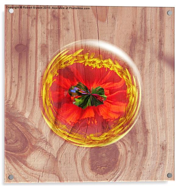  Flower Bubble across wood Acrylic by Robert Gipson