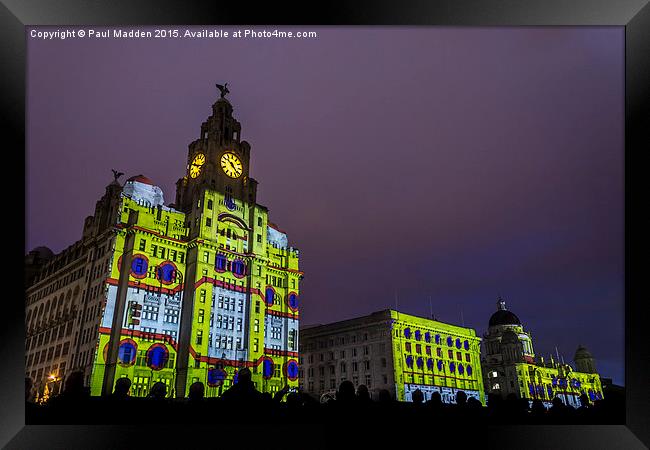 Liver Building Yellow Submarine Projection Framed Print by Paul Madden