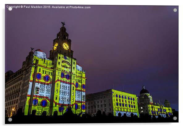 Liver Building Yellow Submarine Projection Acrylic by Paul Madden