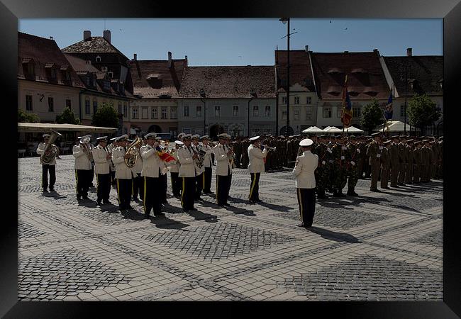 Military brass band parade Sibiu Romania Framed Print by Adrian Bud