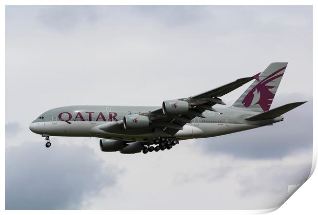 Qatar Airlines Airbus A380 Print by David Pyatt
