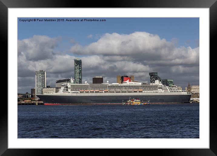 Queen Mary 2 and Dazzle Ferry Framed Mounted Print by Paul Madden