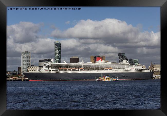 Queen Mary 2 and Dazzle Ferry Framed Print by Paul Madden