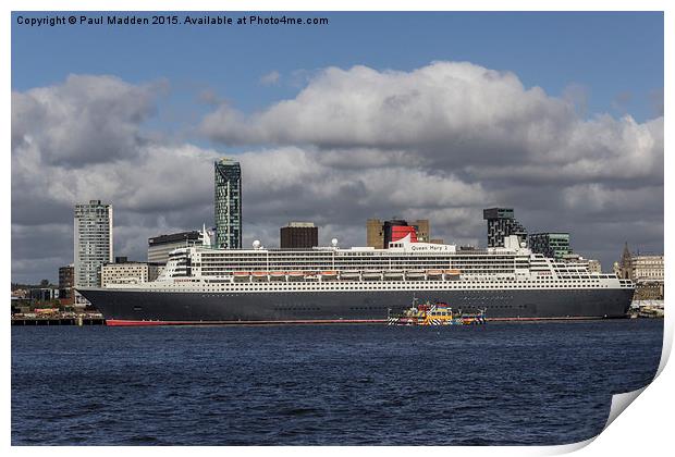 Queen Mary 2 and Dazzle Ferry Print by Paul Madden