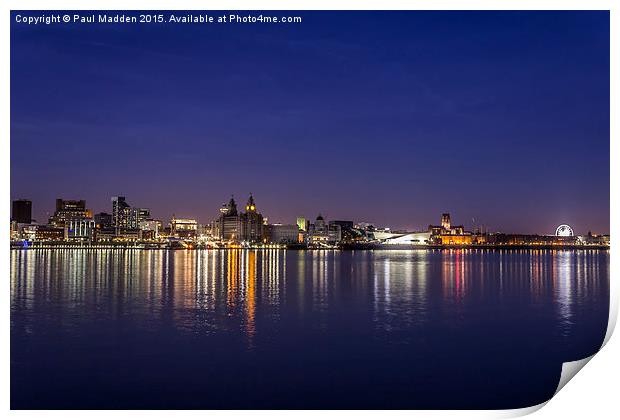 Night lights of Liverpool Print by Paul Madden