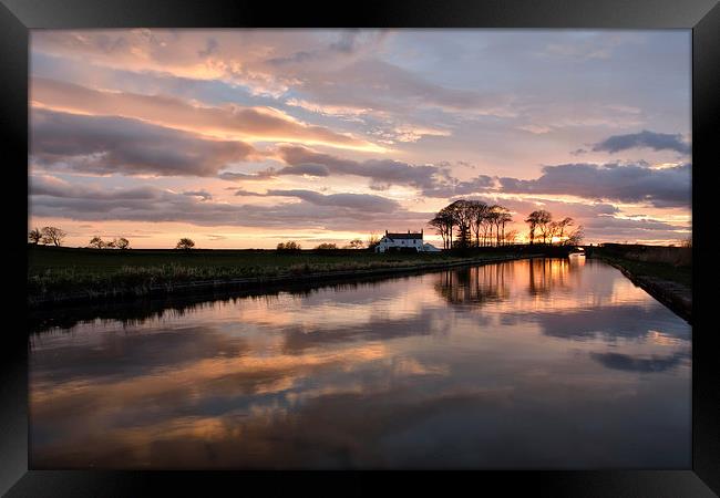 Sunset Reflections On The Lancaster Canal Framed Print by Gary Kenyon