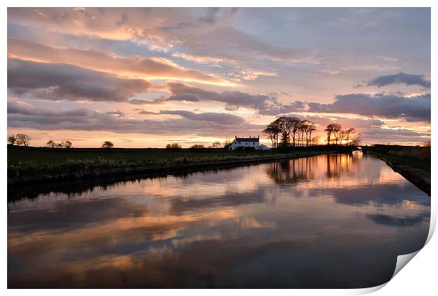 Sunset Reflections On The Lancaster Canal Print by Gary Kenyon