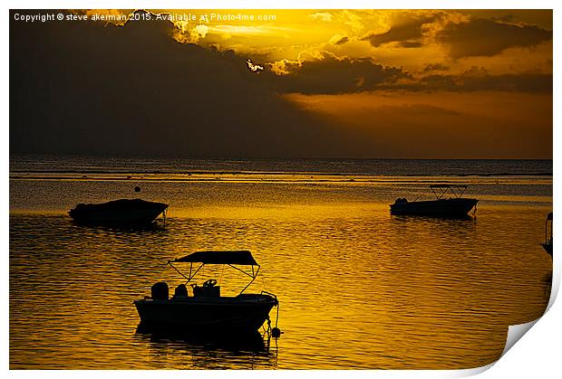  Sunset in Mauritius Print by steve akerman