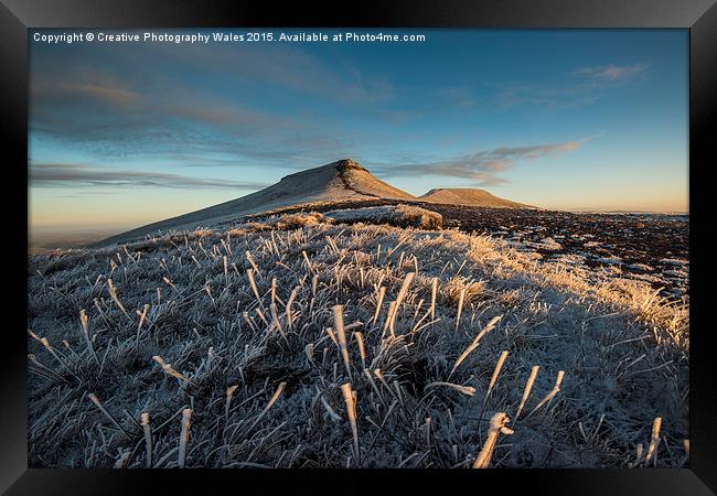 Frosted Grass in the Beacons Framed Print by Creative Photography Wales