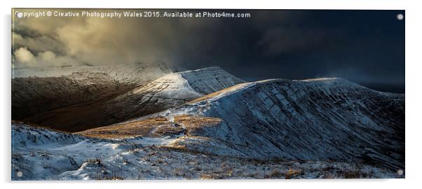 Cribyn Winter Storm, Brecon Beacons  Wales Acrylic by Creative Photography Wales