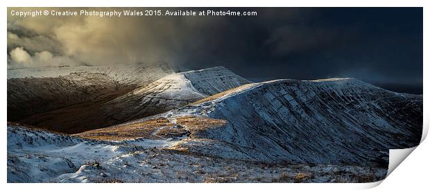 Cribyn Winter Storm, Brecon Beacons  Wales Print by Creative Photography Wales