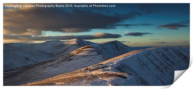  Brecon Beacons Winter Glow Print by Creative Photography Wales