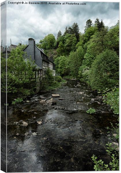 Monschau river view Canvas Print by Jo Beerens