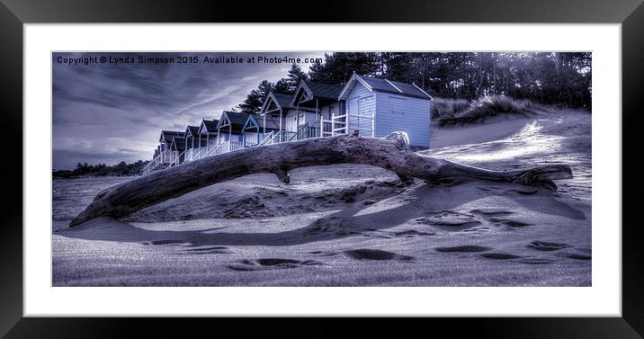  Beach Hut Blues Framed Mounted Print by Lynda Simpson