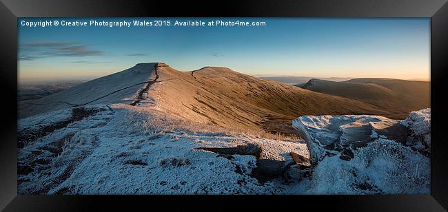 Beacons Winter Frost Framed Print by Creative Photography Wales
