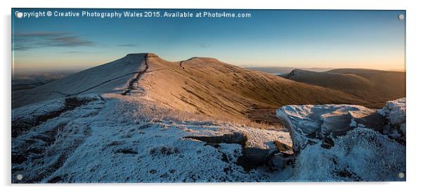 Beacons Winter Frost Acrylic by Creative Photography Wales
