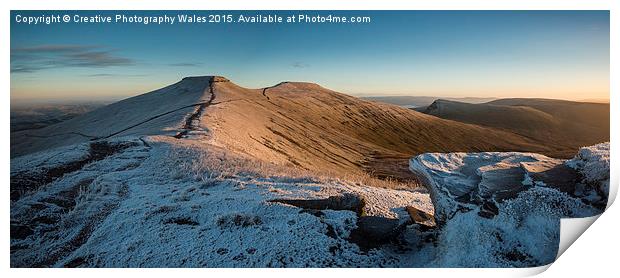 Beacons Winter Frost Print by Creative Photography Wales