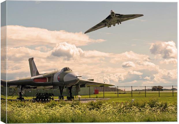  Avro Vulcans XH558 and XM607 in perfect harmony Canvas Print by Andrew Scott