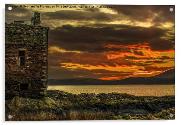  Arran Sunset From Portencross Castle Acrylic by Tylie Duff Photo Art