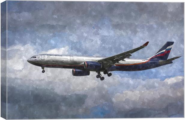 Aeroflot Airbus A330 Art Canvas Print by David Pyatt