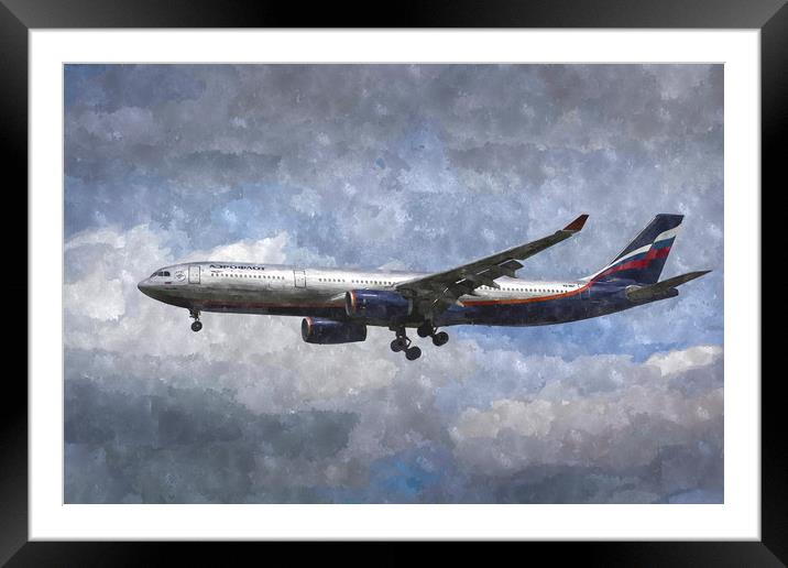 Aeroflot Airbus A330 Art Framed Mounted Print by David Pyatt