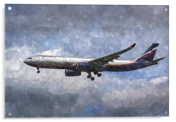 Aeroflot Airbus A330 Art Acrylic by David Pyatt