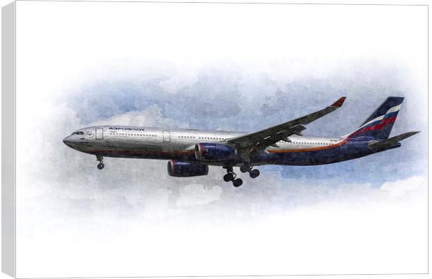 Aeroflot Airbus A330 Art Canvas Print by David Pyatt