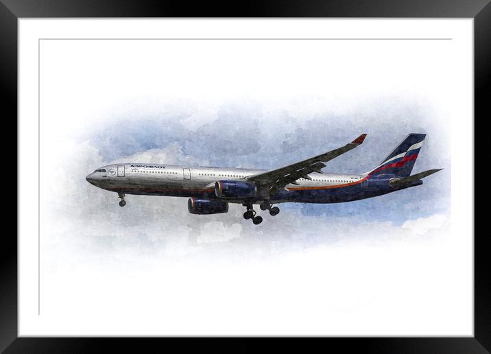 Aeroflot Airbus A330 Art Framed Mounted Print by David Pyatt
