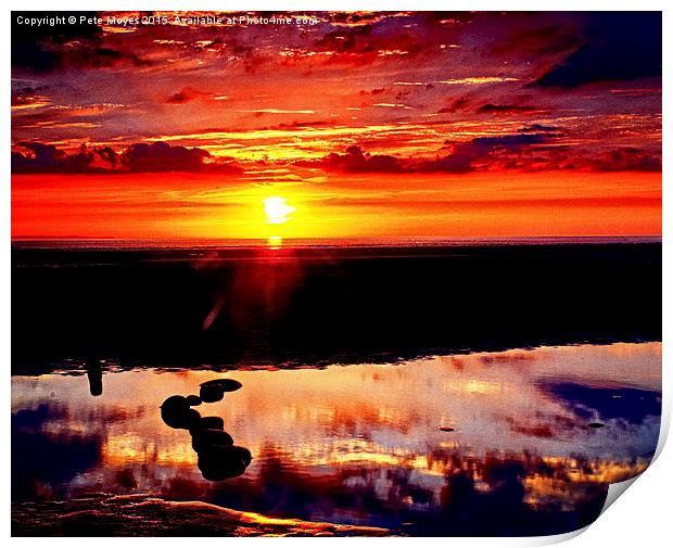 Sunset over the Pebbles  Print by Pete Moyes