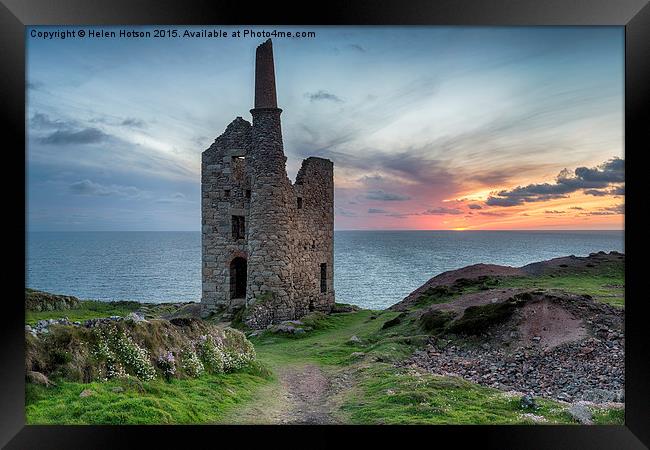 Sunset at Wheal Owles Framed Print by Helen Hotson