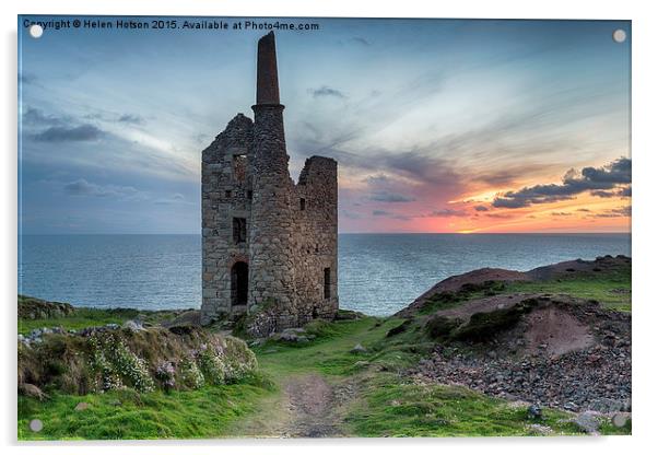 Sunset at Wheal Owles Acrylic by Helen Hotson