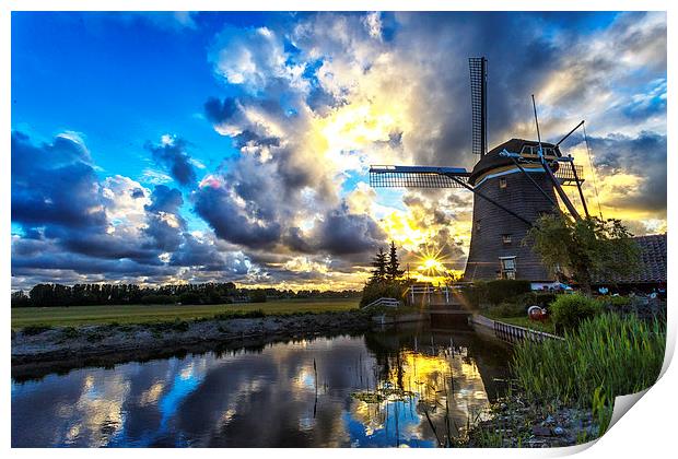  Sunset over the windmill Print by Ankor Light