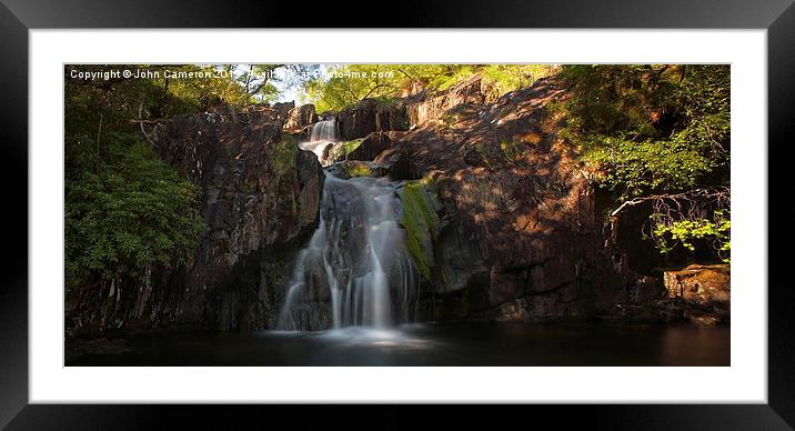  Waterfall in Lochaber. Framed Mounted Print by John Cameron