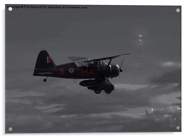Westland Lysander - 'Moonlit Mission'  Acrylic by Pat Speirs