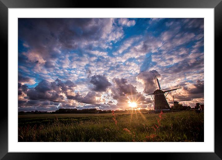   Sunset over the windmill Framed Mounted Print by Ankor Light