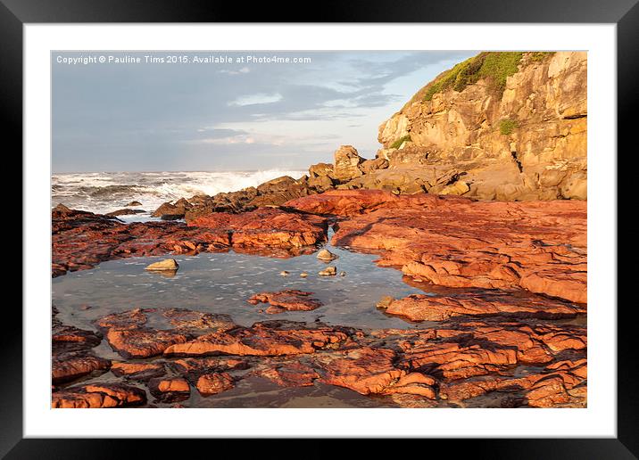  Red Rocks at Merimbula, New South Wales, Australi Framed Mounted Print by Pauline Tims