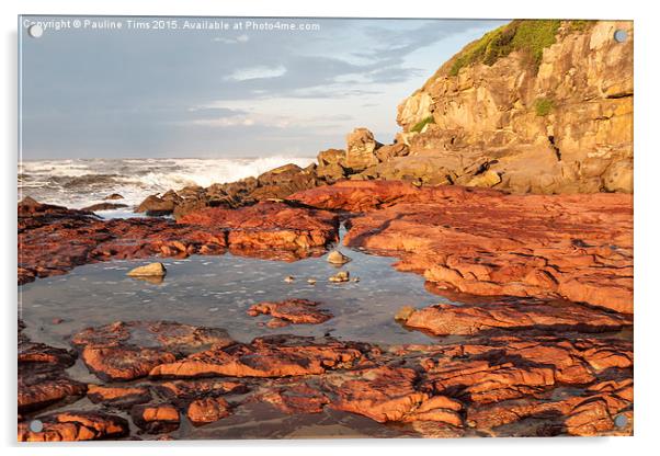  Red Rocks at Merimbula, New South Wales, Australi Acrylic by Pauline Tims