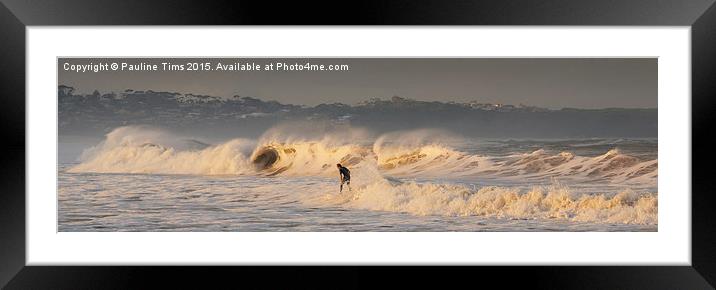  Surfing at Merimbula New South Wales Framed Mounted Print by Pauline Tims