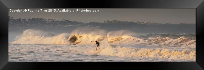  Surfing at Merimbula New South Wales Framed Print by Pauline Tims