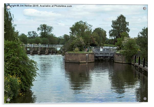  Day's Lock River Thames Acrylic by Jim Hellier
