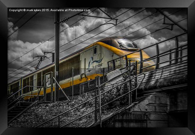  Eurostar - A Close Up As It Passes Overhead Framed Print by mark sykes